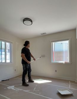 Painting on the walls, ceiling and doors in this house.