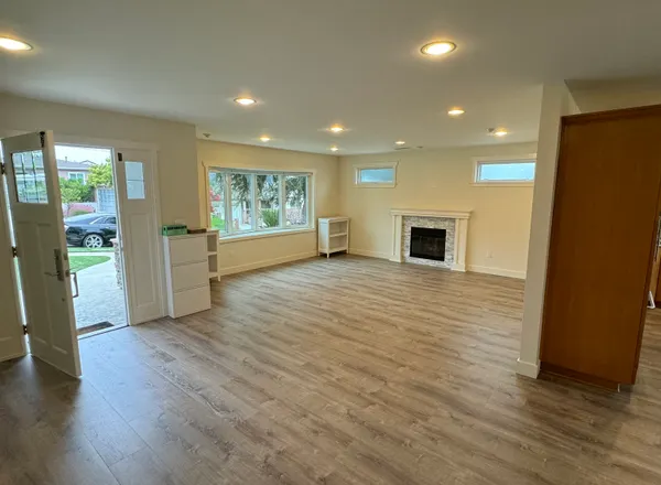 Finished open-plan interior and flooring