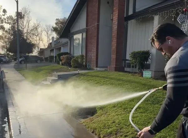 Pressure washing front walkway