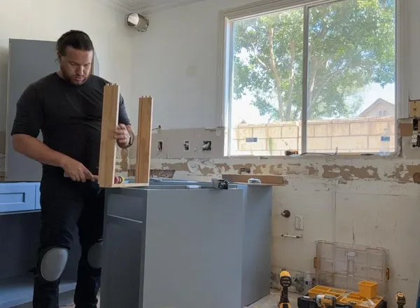 Cabinet work in kitchen