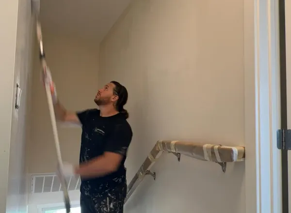 Interior wall painting in progress