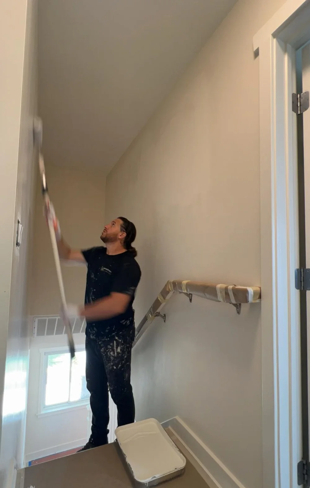 Interior wall painting in progress