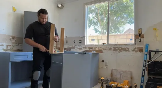 Cabinet work in kitchen