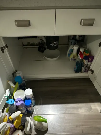 Bathroom vanity area during work
