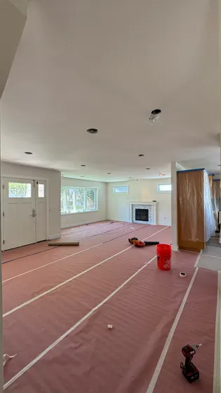 Red carpet in a living room