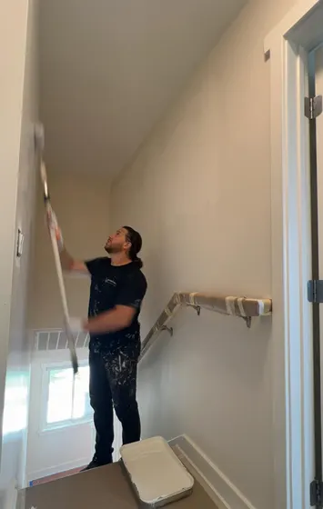 Interior wall painting in progress