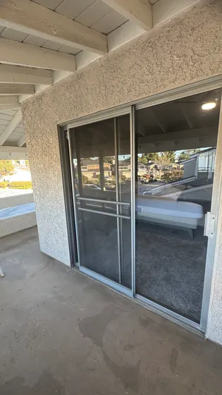 Covered patio and sliding doors