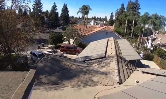 Solar panels above backyard