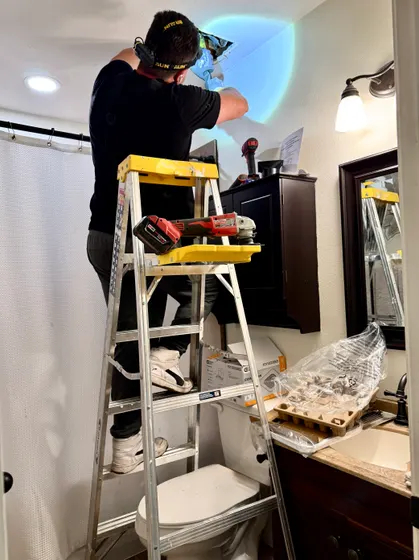 Interior work from a ladder