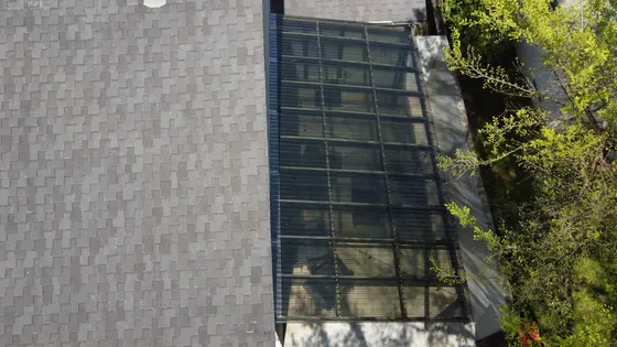Aerial view of solar panels