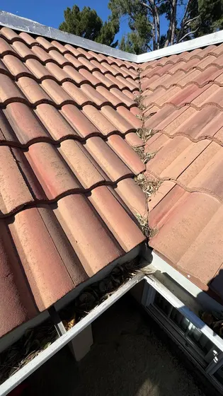 Tile roof repair close-up