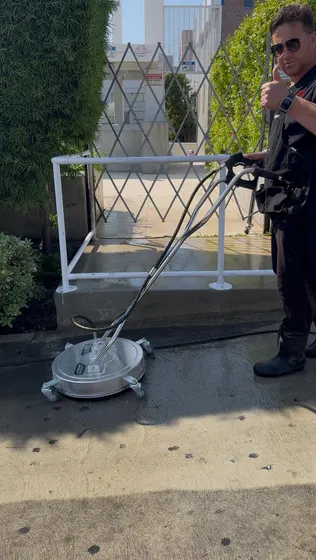 Pressure-washing equipment outdoors