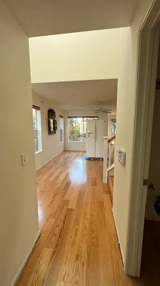Finished wood-tone living-room floor